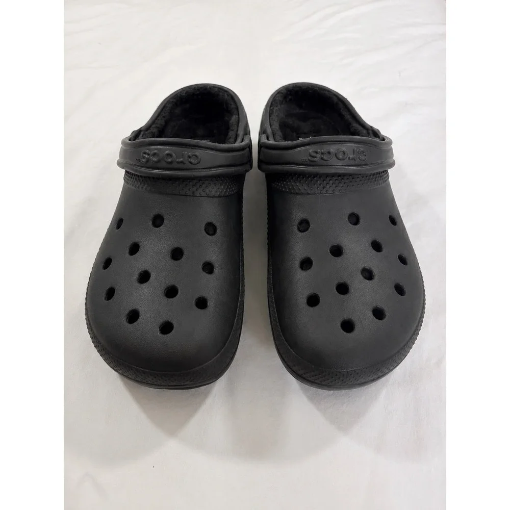 Crocs Classic Lined Clog Black Faux Fur Dual Comfort Mens 10 Womens 12